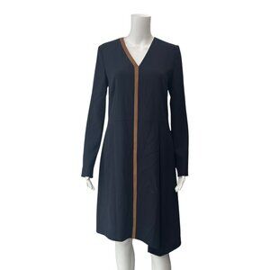$545 NWT Hugo Boss Blue Himera Asymmetric Hem Shift Dress size 4/FR 38/IT 40